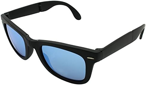 Zerkso 4105 "Colours" Mens Foldable Wayfarer Polarized Black Matte Frames Aqua Blue Lens