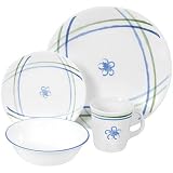 Corelle Livingware 16-Piece Dinnerware Set, Service for 4, Linen Flower by Corelle