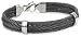 Edward Mirell Men's Triple Black Memory Cable Bracelet with Grey Titanium Stations and Clasp, 8