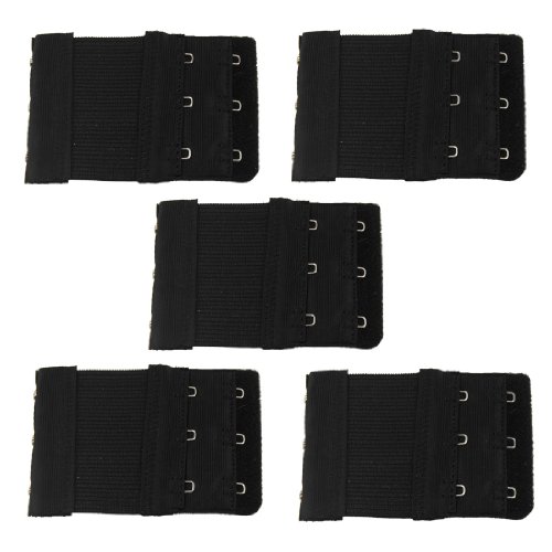 5 Pcs Black Dual Rows Adjustable Bra Extender Hook w Eye Tape