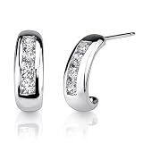 Petite and Elegant: Sterling Silver Bridal Jewelry Huggie Style Post Earrings with CZ Diamonds