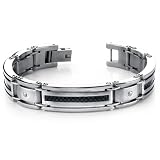 Masculine Mens Heavy Steel Bracelet with Rivet highlights