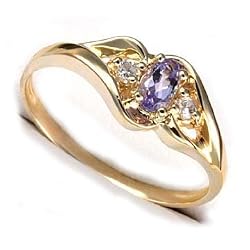 Echte Ovale Tanzanite en 10K de Gele Gouden Ring van de Band Echte Ovale Tanzanite en 10K de Gele Gouden Ring van de Band