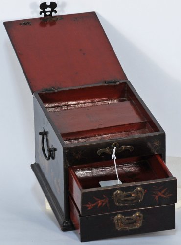 BK0276Y-Asian Ladies' Jewelry and Cosmetic Box, Vintage, China, Wood (Mu), Antique Asian Decor: Asia