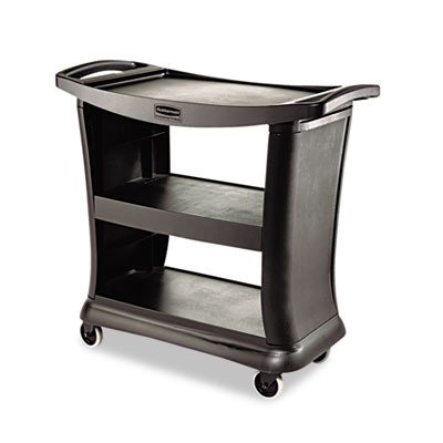 Rubbermaid Commercial Executive Service Cart, 3-Shelf, 300 Pounds, 20-1/3 x 38, Black (9T6800BK)