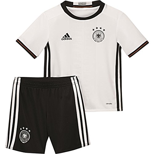 adidas Baby Trikot und Shorts UEFA Euro 2016 DFB Mini-Heimausrüstung, Top:White/Black Bottom:Black/White, 110, AA0139