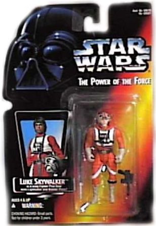 41D1WC5T71L Star Wars: Power of the Force Red Card > Luke Skywalker in X Wing Fighter Pilot Gear with Short Lightsaber Action Figure