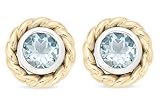 1 Carat Aquamarine 14K Two Tone Gold Earrings