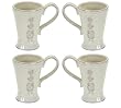 Boxwood topiary mug in cream - set of 4