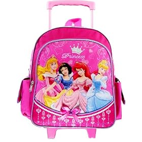 Disney Princess Luggage -Kid size Princess Rolling Backpack - Pretty Pearl#37586