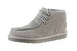 Rock Me Men Classic Fluff Genuine Leather Flat Waterproof Ankle Lace Up Snow Boots Winter Baken I(9 D(M) US, Grey)