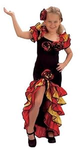 Costume da ballerina di rumba/flamenco per bambina età 6-9