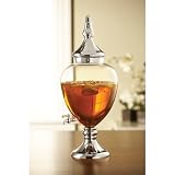 Fifth Avenue Crystal Glass 304-Ounce Jumbo Glass Beverage Dispenser with Silver Glass Lid and Base