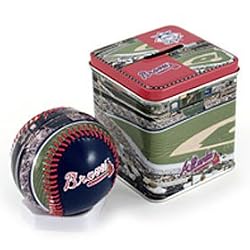 Atlanta Braves Stadium Baseball & Tin Bank Set - Baseball Sports Merchandise