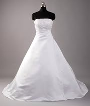 Hochzeits-shop-hamburg WD0903 Brautkleid mit Perlen u.Pailletten bestickt, Schnürung u. Schleppe