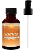InstaNatural Almond Oil - 100% Pure & Certified Organic Almond Oil - Best Multipurpose Moisturizer for Face, Body & Nails - Cold Pressed, Unrefined & Natural Conditioner for Dry & Damaged Hair - 4 OZ