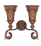 Nuvo 60/1529 Two Light Vanity with Art Nouveau Glass, Antique Gold