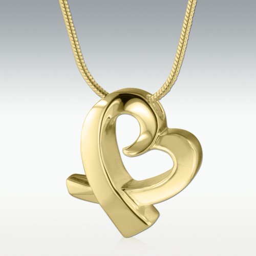 Tie Heart 14k Gold Vermeil Cremation Jewelry
