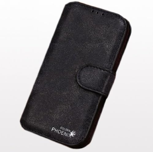 Retro Style Original Genuine Cowhide Leather Card Wallet Flip Stand Case Cover Pouch for Samsung Galaxy S4 SIV I9500 (black)