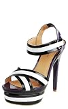 Minx03 Patent Colorblock Platform Heels BLACK