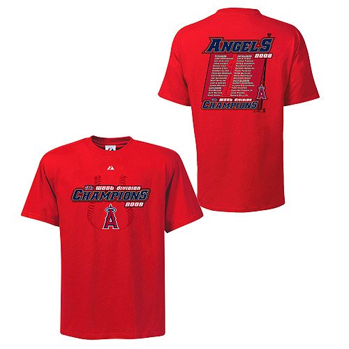 Buy Los Angeles Angels of Anaheim 2008 AL West Division Champions Roster T-Shirt by Lee Sport