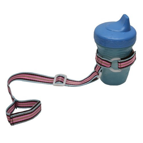 Booginhead SippiGrip Cup - Bottle and Toy Tether - Pink Brown Stripe