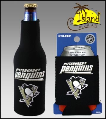 SET OF 2 PITTSBURGH PENGUINS CAN & BOTTLE KOOZIE COOLER