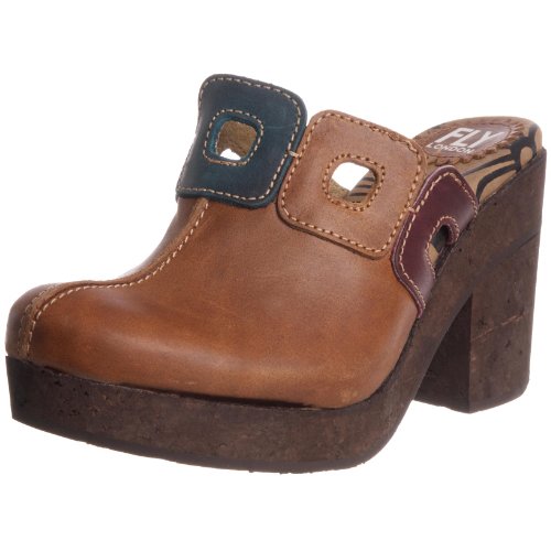 FLY London Womens Udon Clog,Camel/Petrol/Purple Rug,38 EU/7 M US