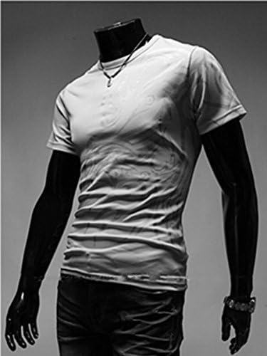 Yaslnn Mens Dragon Printing tatoo O Neck T shirts L Grey