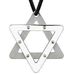 Celestial Message: Designer Inspired Surgical Steel Star of David with a Dual-tone Pendant on a Black Cord