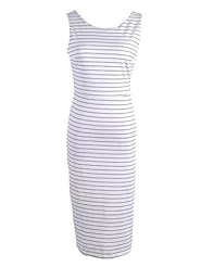Striped Print Sleeveless Midi Dress 