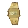CASIO Collection A168WG-9BWEF - Reloj de caballero de cuarzo, correa de acero inoxidable color oro (con alarma, cron�metro, luz)