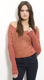 Free People Burnt Orange Crochet Cropped Sweater Dolman Sleeve