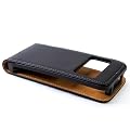 Ledertasche f�r Nokia N8 schwarz Etui H�lle Leder Tasche Case Schutzh�lle Lederh�lle Flip inklusive Displayschutzfolie gratis 14010305