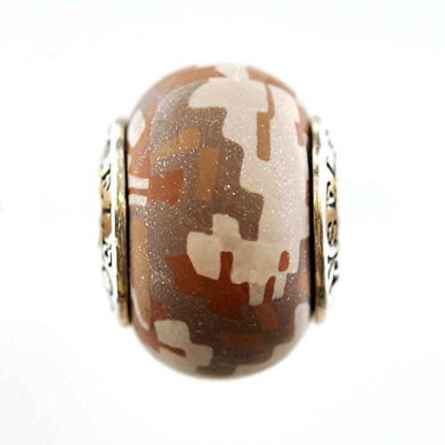 Desert Marine Digital Camo Camouflage Awareness Ribbon Bead Charm for Add-A-Bead Bracelets Clay & Sterling Silver by MAYselect SIZE Large