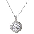 Sterling Silver Pave Cubic Zirconia Pendant Necklace