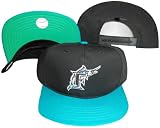 Florida Marlins Black/Teal Two Tone Snapback Adjustable Plastic Snap Back Hat / Cap