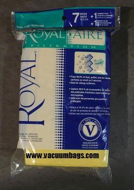 Royal Type V Royal Aire Canister Vacuum Cleaner Bags / 7 Pack Plus 2 Filters - Genuine OEM AR10125