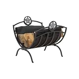 UniFlame Black Wrought Iron Star Log Holder W/ Canvas Carrier