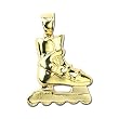 14kt Yellow Gold Roller Blades Boots Charm Pendant