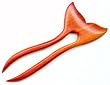 Baerreis Five Inch Hair Fork "Finny" Style Natural Exotic Tropical Cardinal Wood