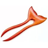 5 inch Hair Fork "Finny" Style Natural Exotic African Padouk Wood