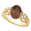14K Yellow Gold Smoky Quartz and Diamond Ring