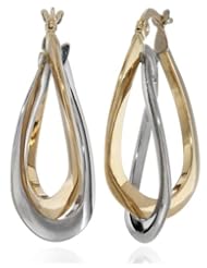 Duragold 14k Two-Tone Double Crossover Hoop Earrings, (1.4" Diameter)