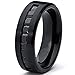 Men's Black Titanium Ring Wedding Engagement Band With 9 Large Princess Cut Channel Set Black CZ, 8mm Sizes 7-13