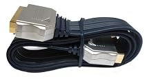 Cable Mountain 1 Metre Gold Flat Ribbon Metal Plug OFC Scart Cable / Lead