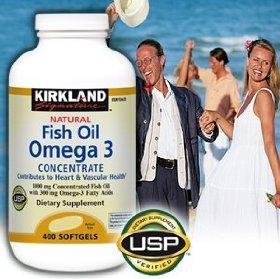 Kirkland Signature Natural Fish Oil Concentrate with Omega-3 Fatty Acids - 400 Softgels