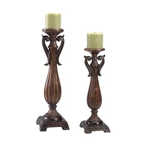 Pack of 8 Modern Ribbed Style Scroll Arm Pillar Candle Holders by CC Home Furnishings