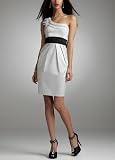 David's Bridal Short One Shoulder Stretch Jacquard Dress Style 8751B921