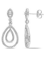 10k White Gold Accent Diamond Ear Pin Earrings (0.1 Cttw, G-H Color, I1-I2 Clarity )